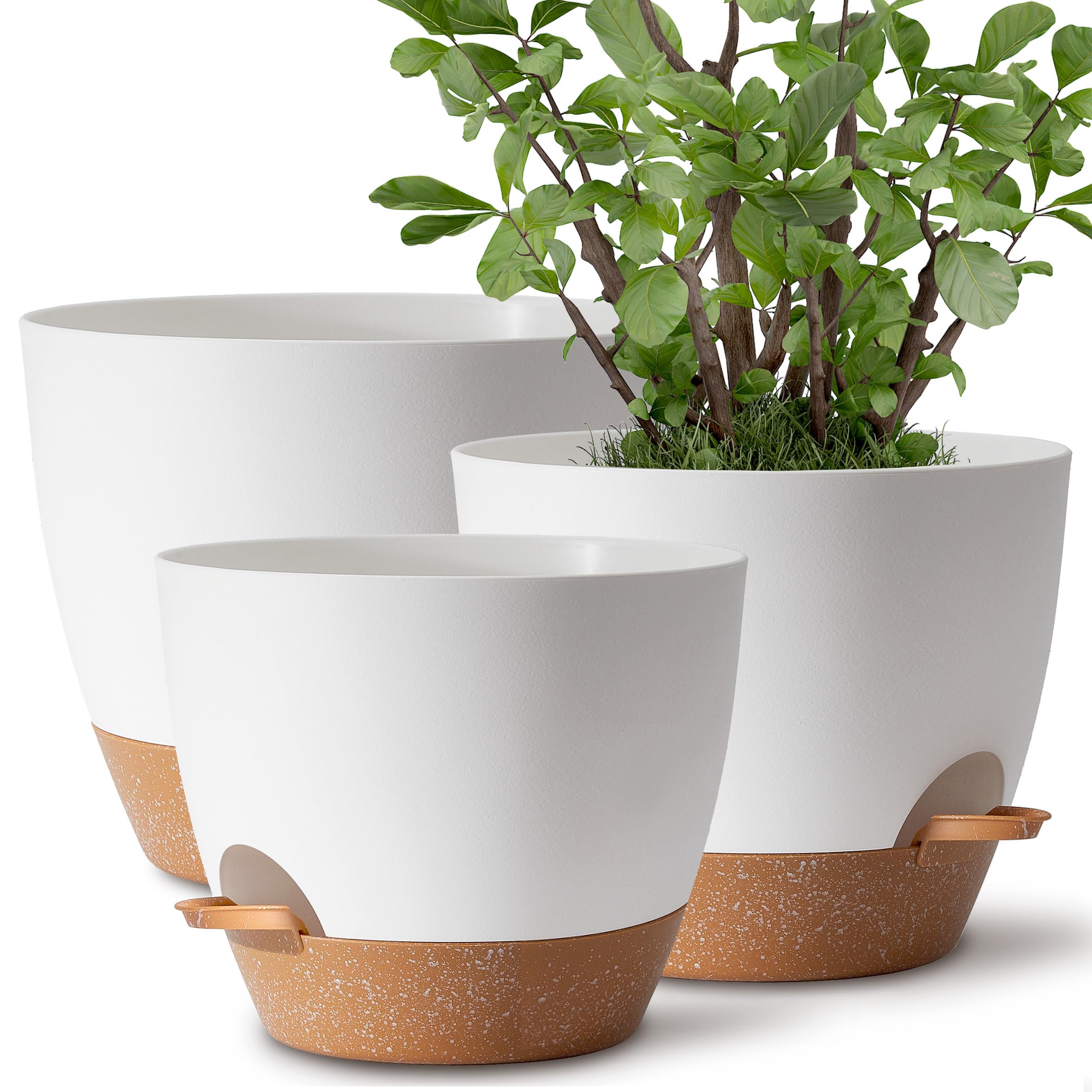 TYMENSH plant pots set in three sizes, front view for versatile indoor outdoor displays.