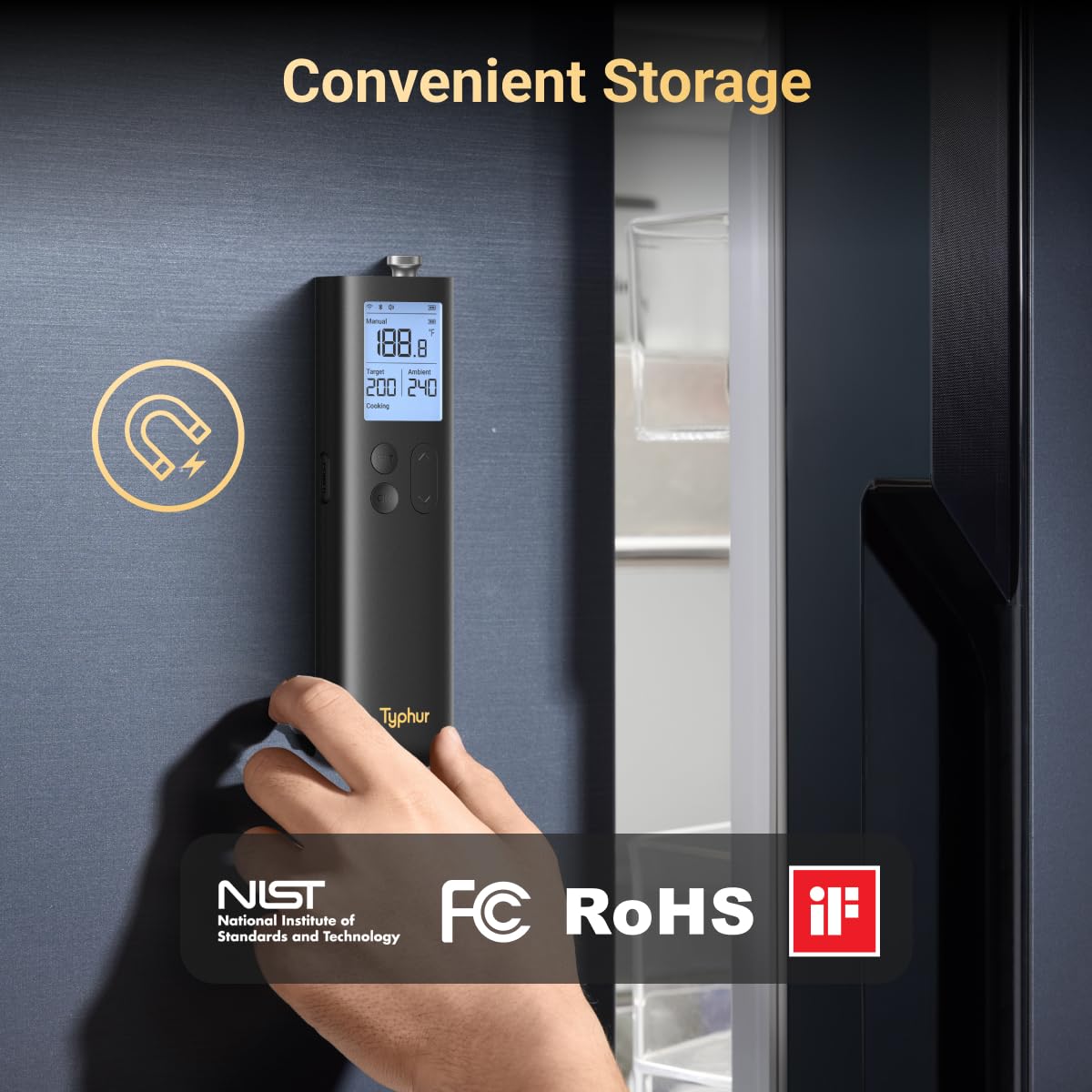 Typhur Sync Gold through-wall signal enables kitchen-to-table monitoring.
