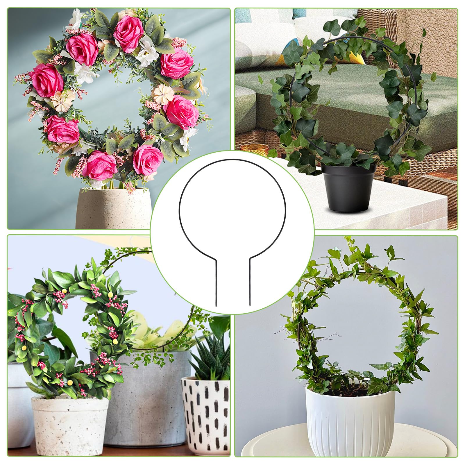 Tyqour round trellis easy to assemble keeps stems guided as plants grow.