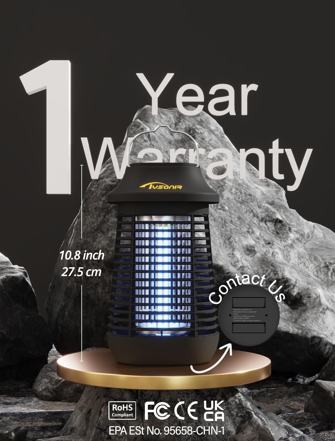 Tysonir Bug Zapper 4200V suitable for indoor and outdoor placement