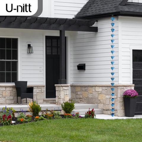 Rust-resistant U-nitt rain chain designed for all-weather durability