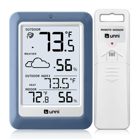 U UNNI indoor outdoor thermometer display for easy real-time readings.