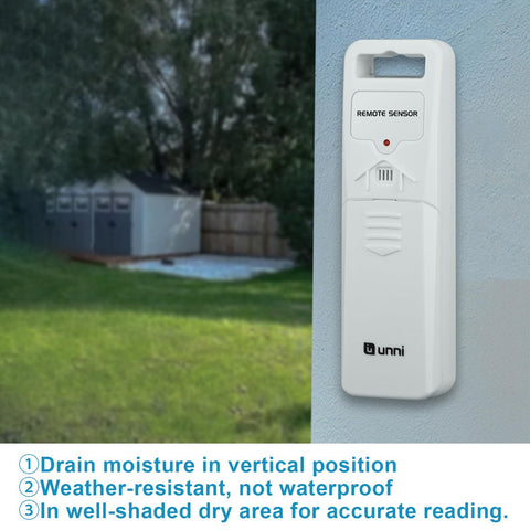 U UNNI wireless remote sensor delivers range up to 330 feet.