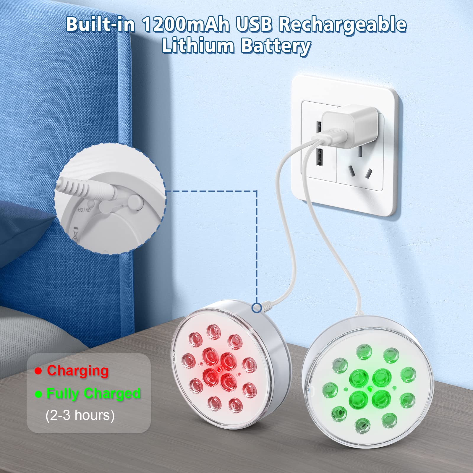 U UZOPI submersible lights with remote control for underwater color changes