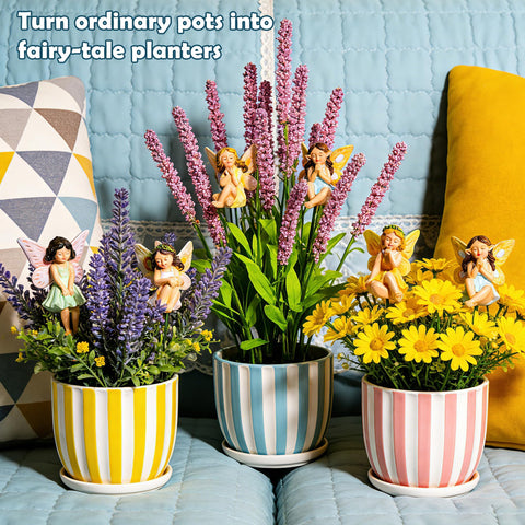 U WONDERFUL fairies with sturdy stakes for easy placement in pots or lawns.