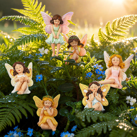 U WONDERFUL six unique fairy figurines add garden whimsy with easy stake placement.
