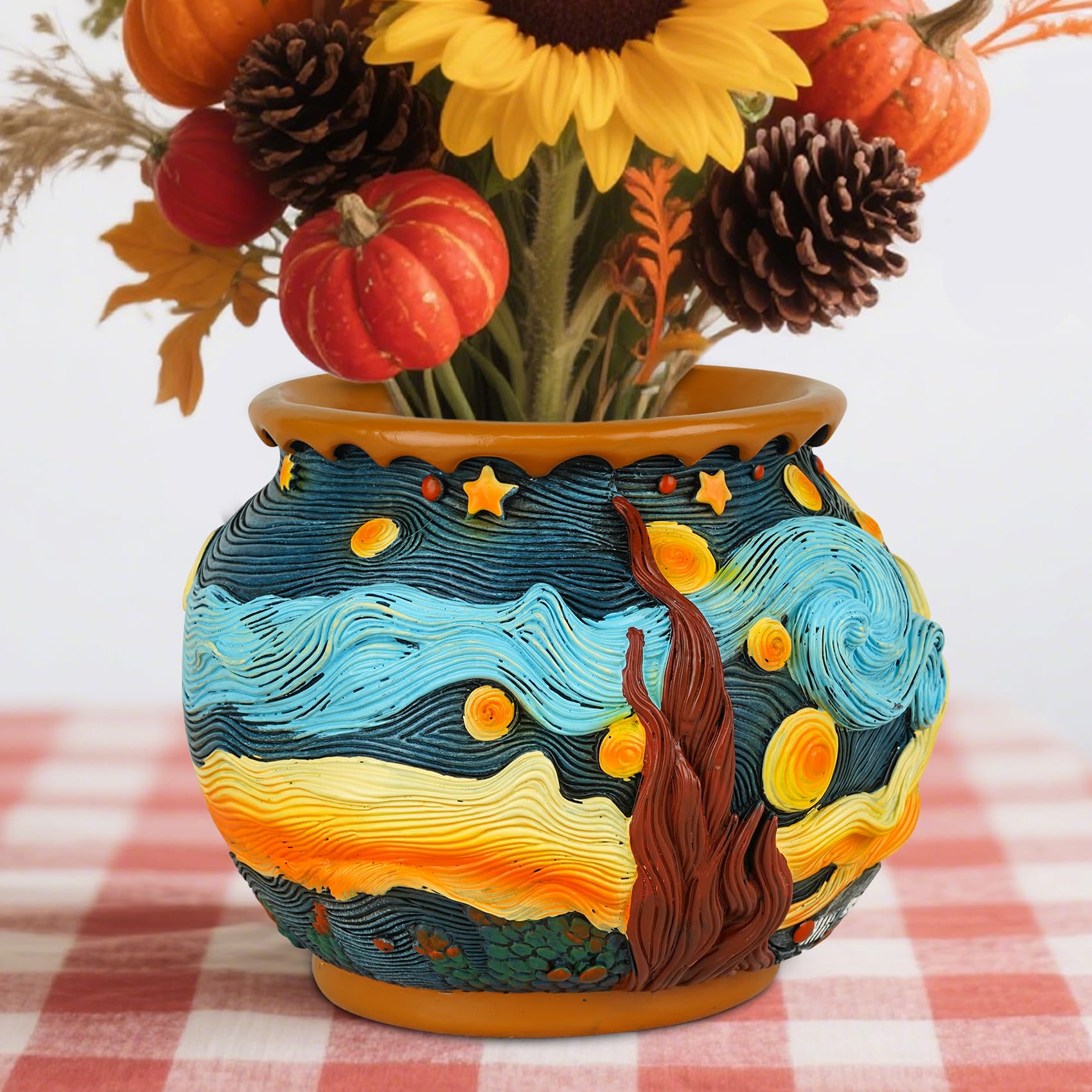 U WONDERFUL starry sky pot with galaxy hand-painting for chic indoor display.