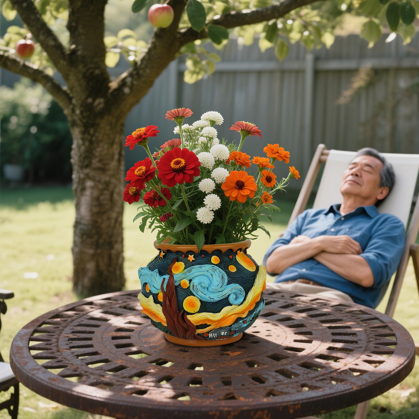 U WONDERFUL starry sky pot showing nebula detail to elevate outdoor garden decor.