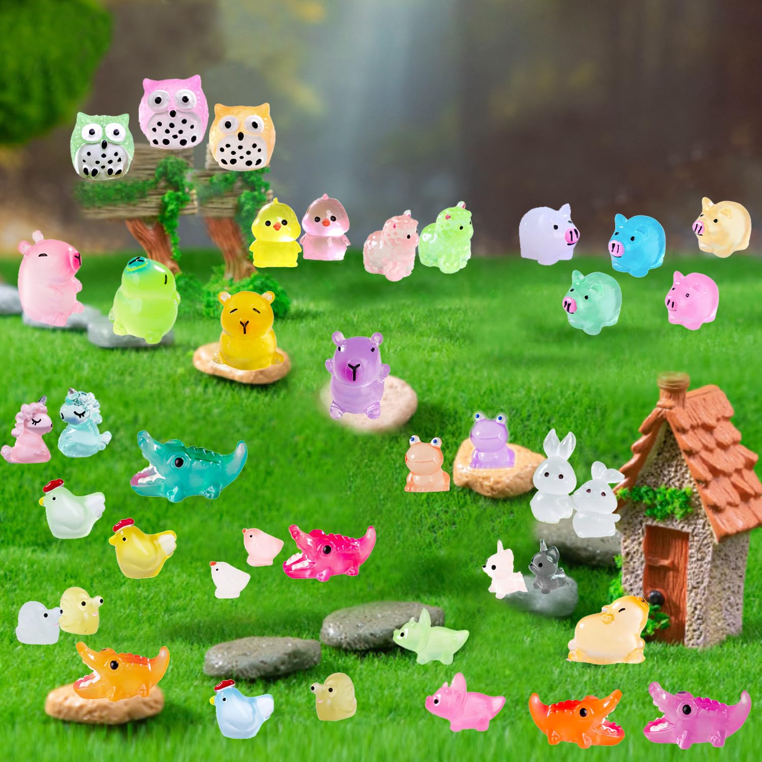 U-Zimikee axolotl glow-in-the-dark miniature for playful micro landscapes.