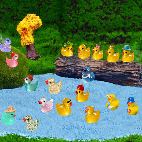 Close-up of U-Zimikee small resin ducks for fairy gardens and miniature scenes