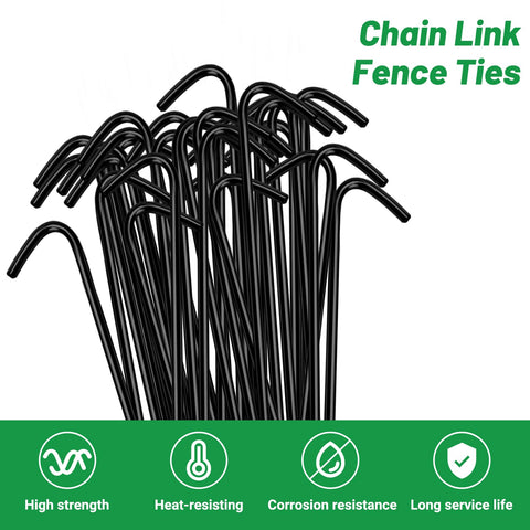 U0U Black polyethylene coated aluminum fence tie protects outdoors.