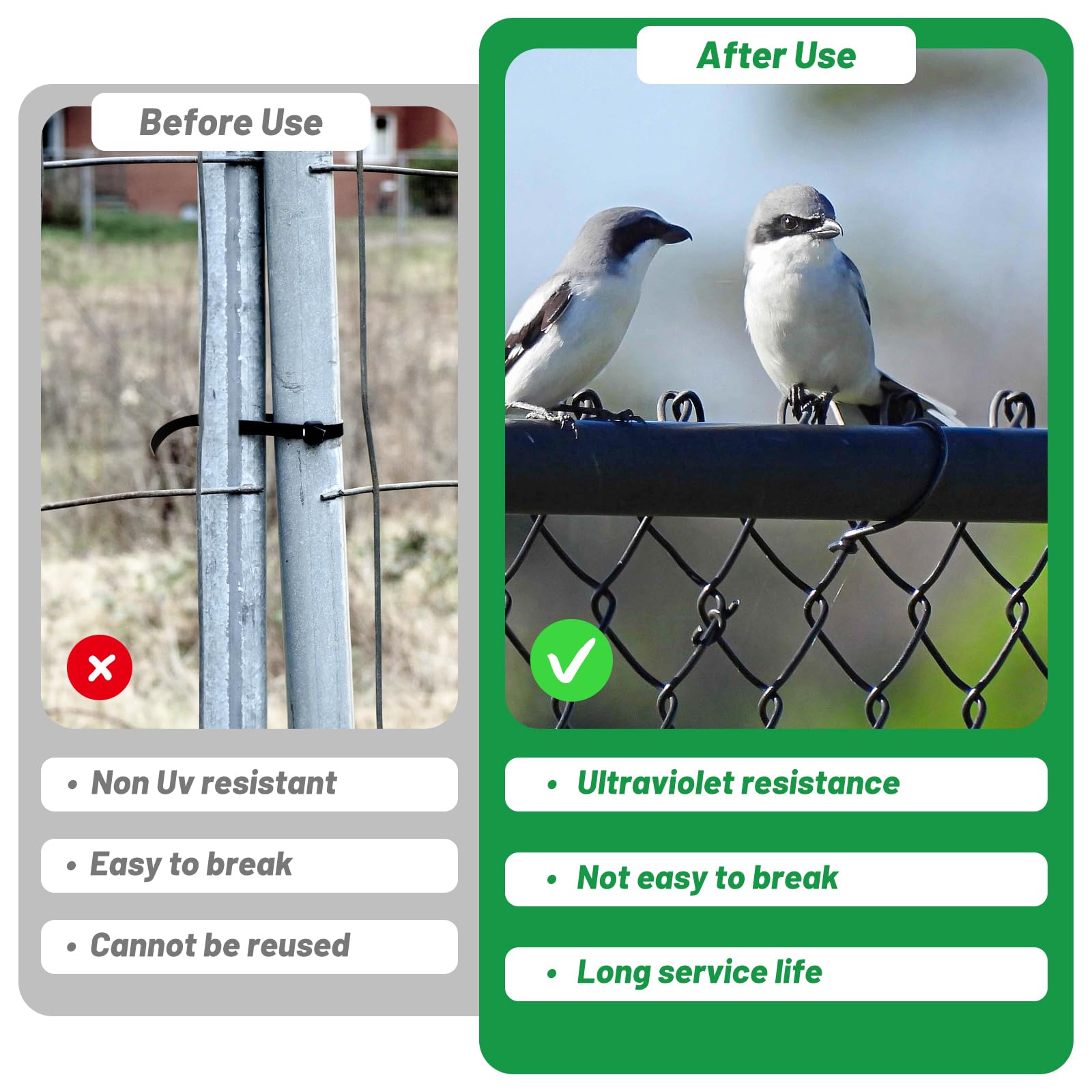 U0U Outdoor binding for chain-link fences in gardens and kennels.