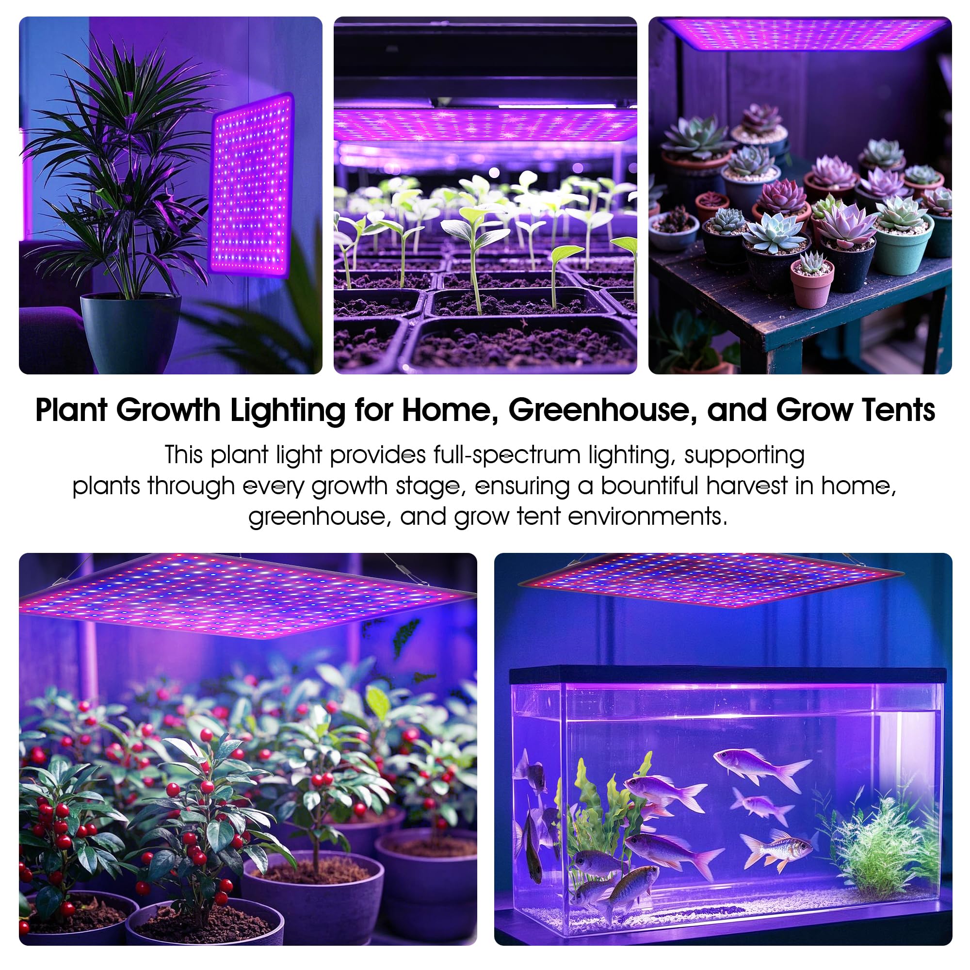 Uallhome LED grow light panel veg-stage illumination supports seedling vigor