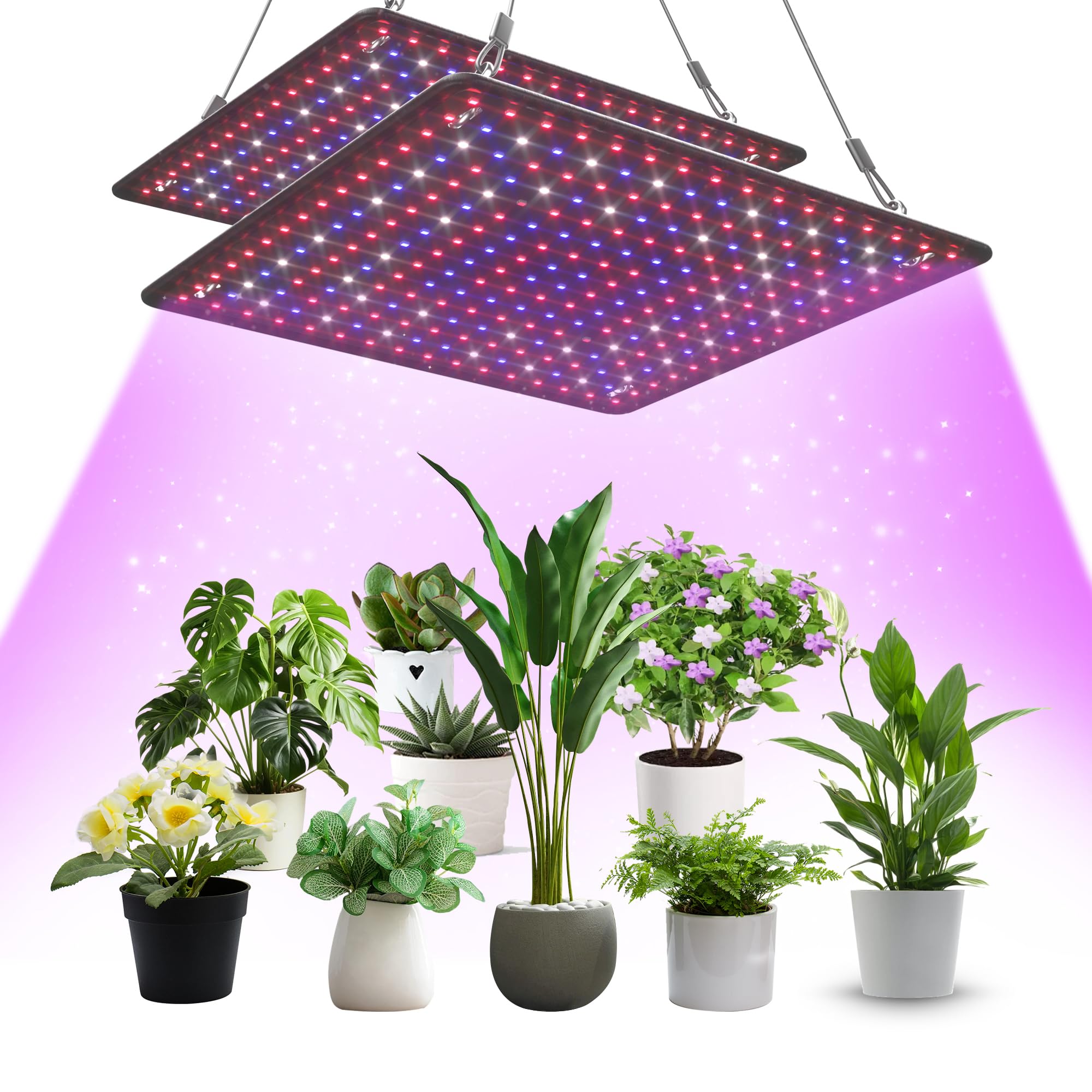 Uallhome LED grow light panel front view showing two-pack setup for 4x4ft tents