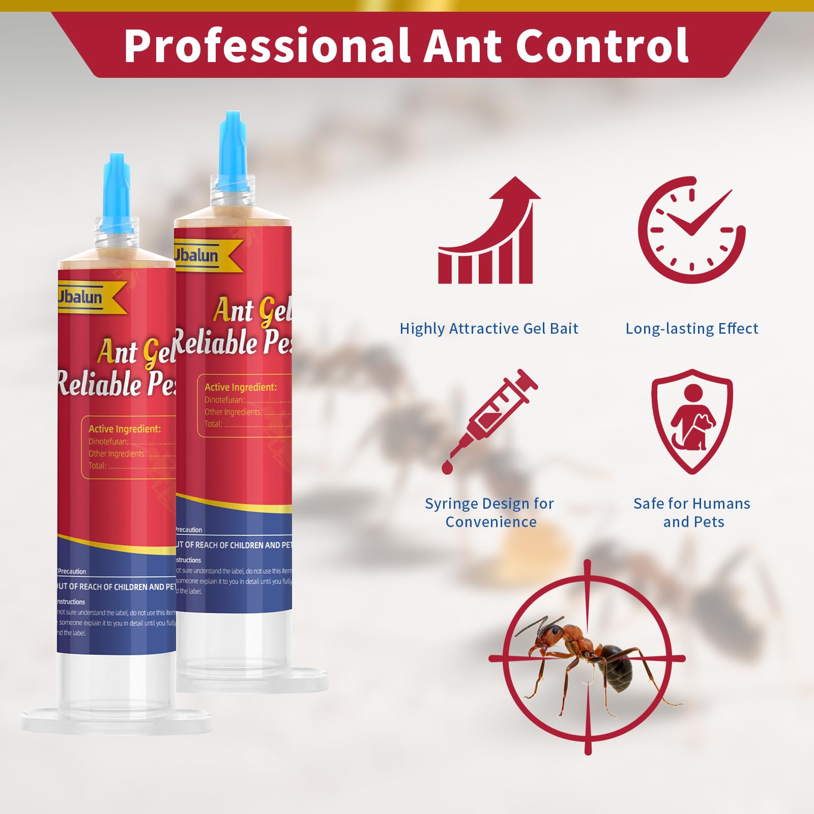 Ubalun ant gel bait syringe demonstrates precise application to hidden crevices.