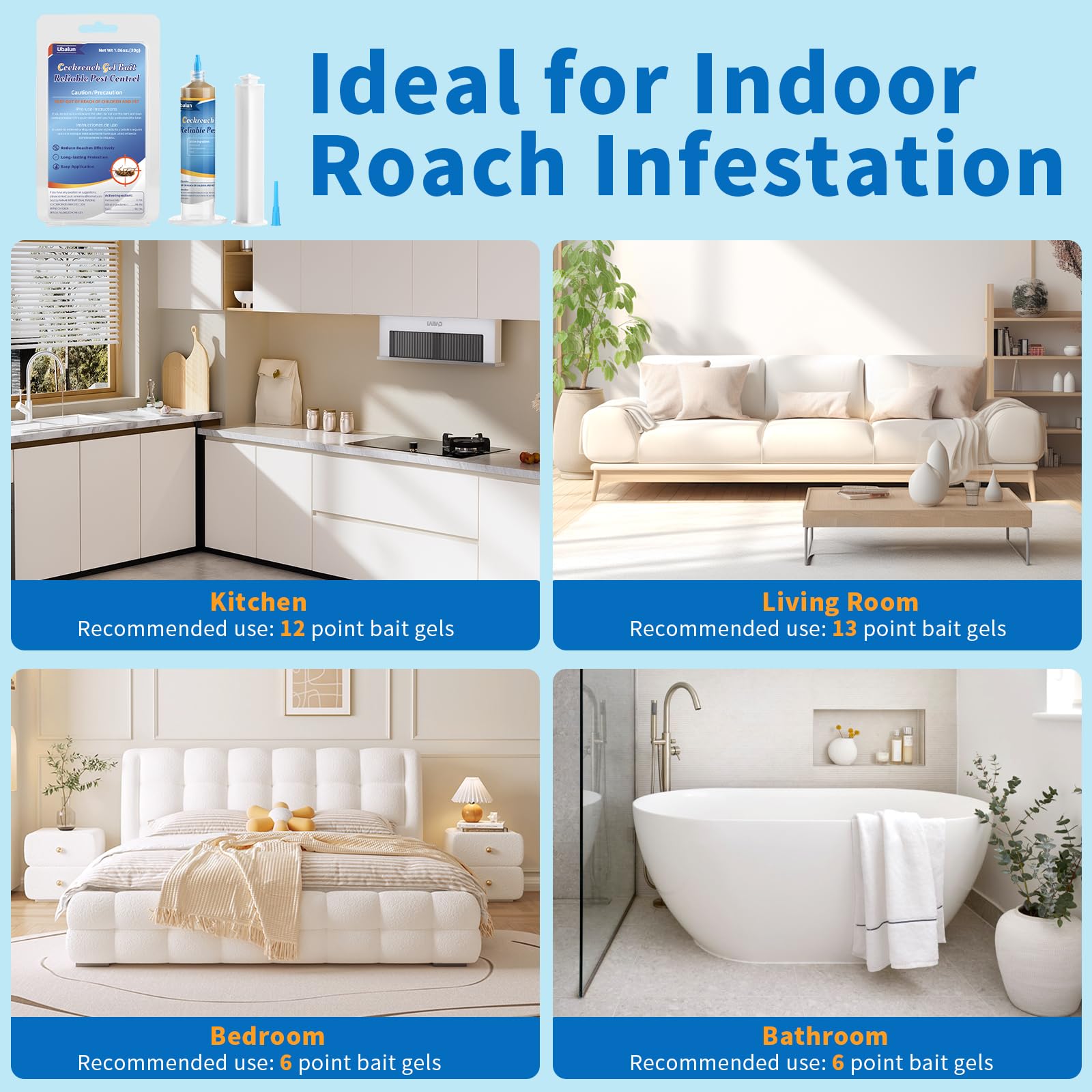 Ubalun roach gel easy-to-use application reduces effort around the home.