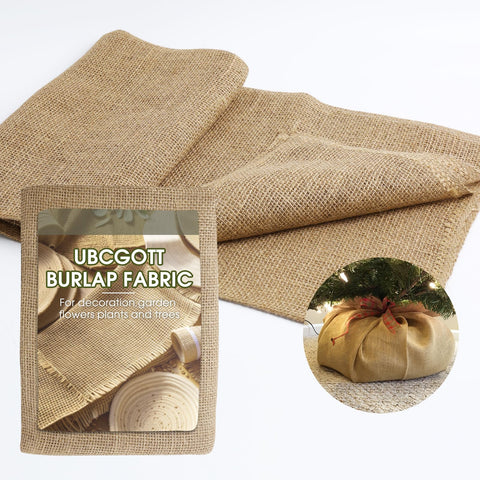 UBCGOTT Gardening Burlap Roll closeup texture showing natural fibers for versatile garden tasks.