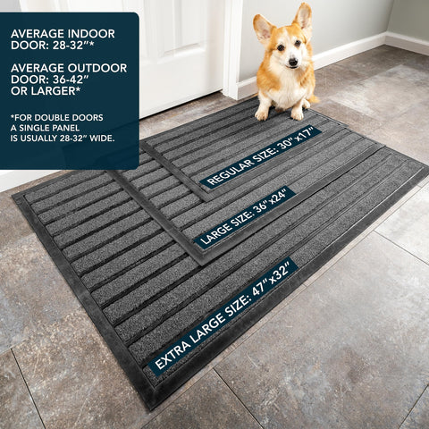 UBDYO 36x24 Bright Grey Door Mat fits wide entryways.