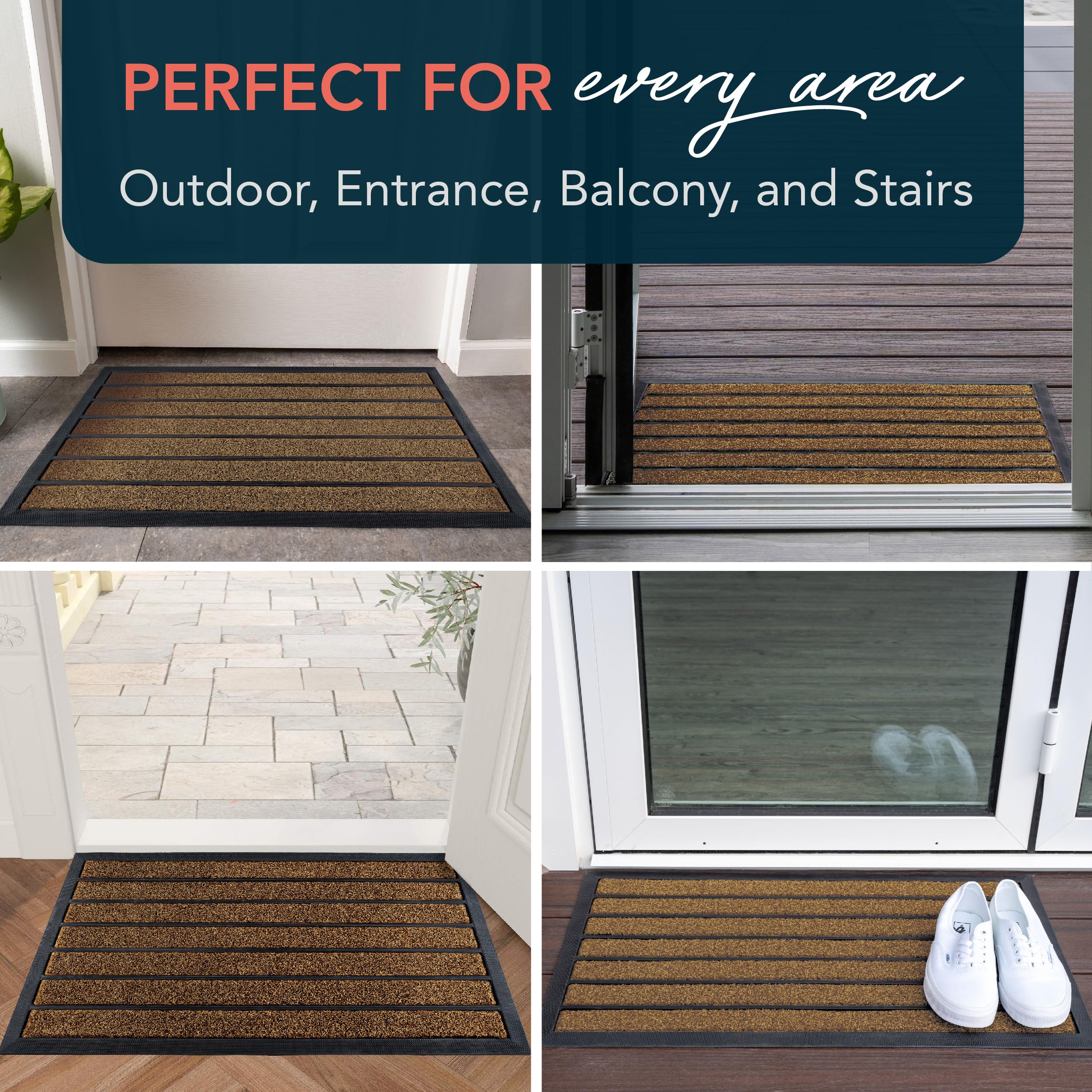 ubdyo bright brown 30x17 front doormat blends with outdoor decor.