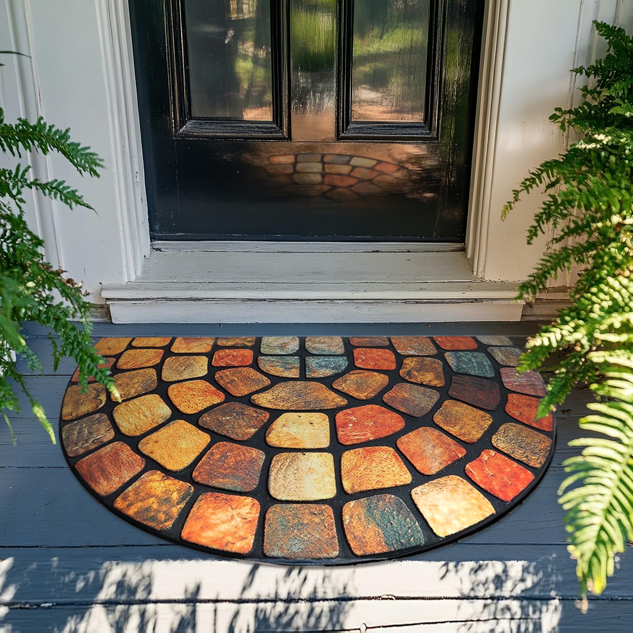 ubdyo decorative orange entry mat adds curb appeal to your entrance.
