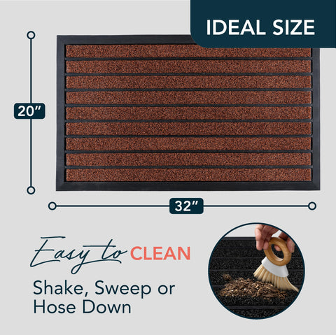 The ubdyo dirt-trapping mat blends grass texture with rubber to catch debris.