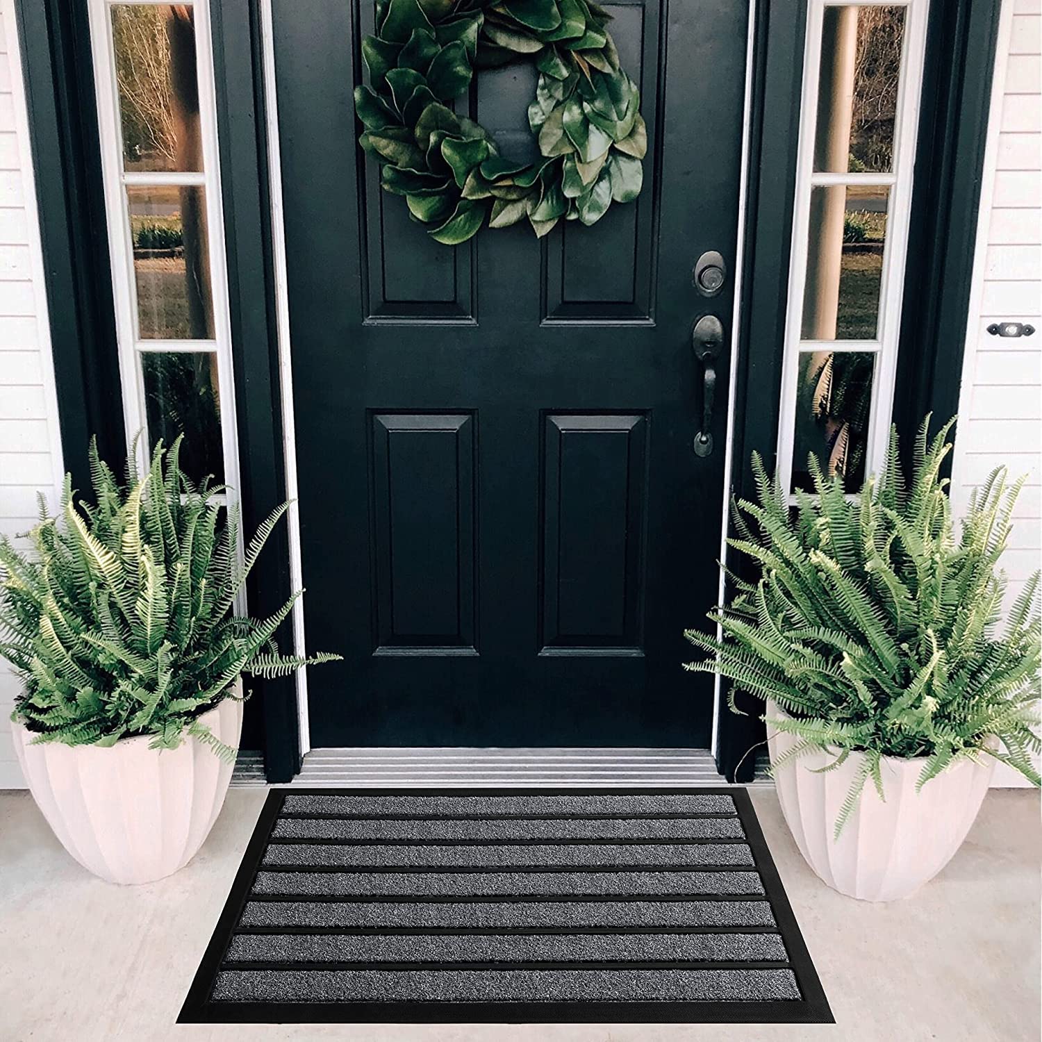ubdyo bright grey mat adds modern style to the entrance