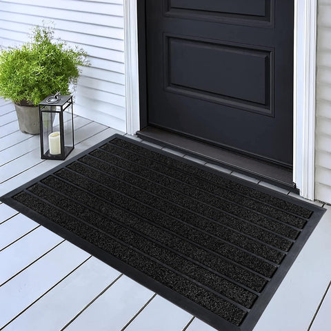 ubdyo dirt-trap door mat captures mud at the threshold for a cleaner entry