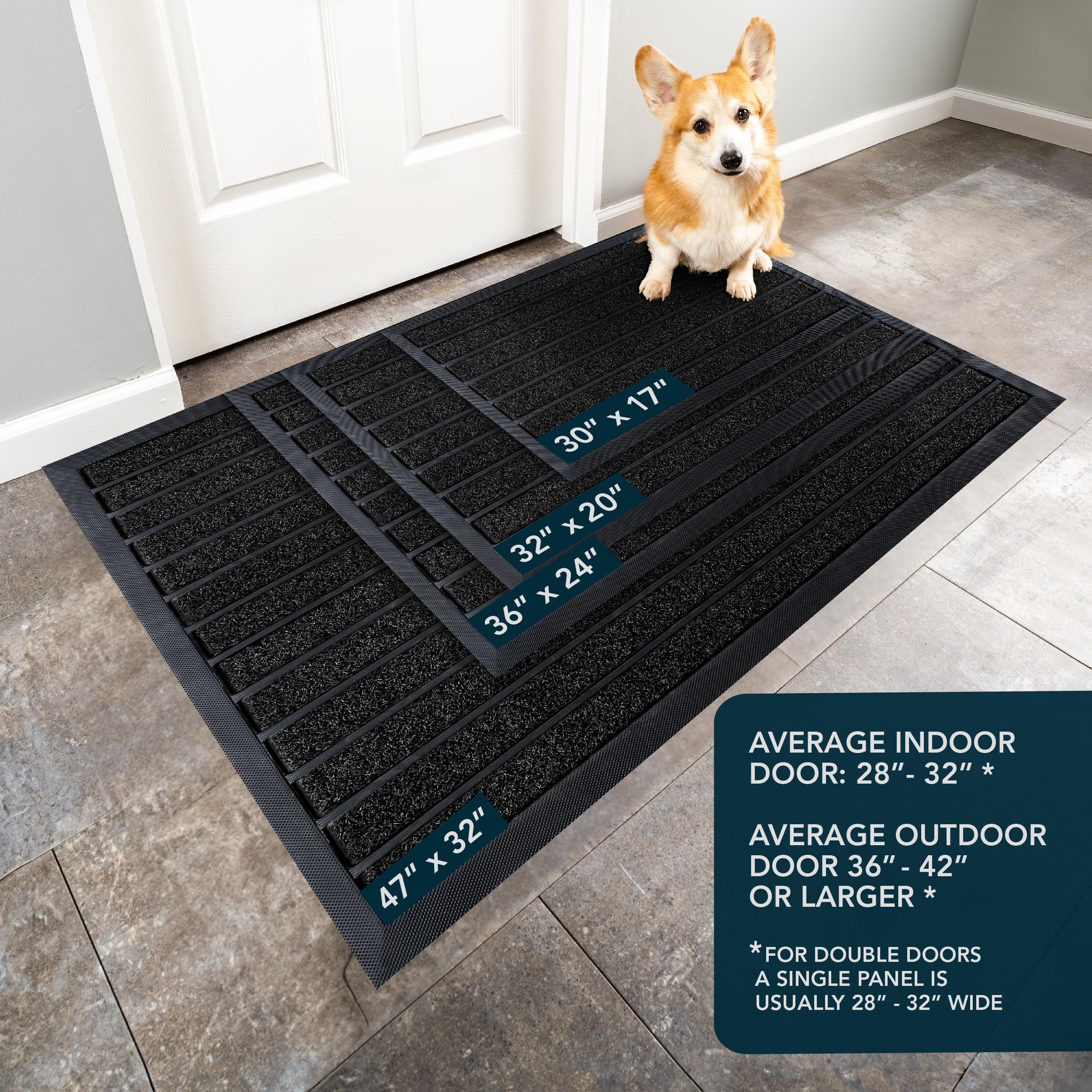 ubdyo low-profile 32x20 door mat fits smoothly under most doors