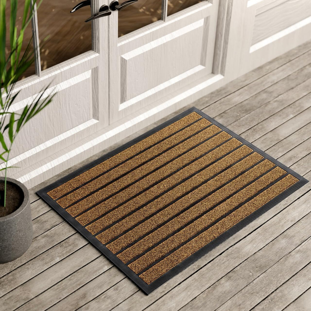 ubdyo extra durable door mat in bright brown with dirt-trap surface for clean entrances