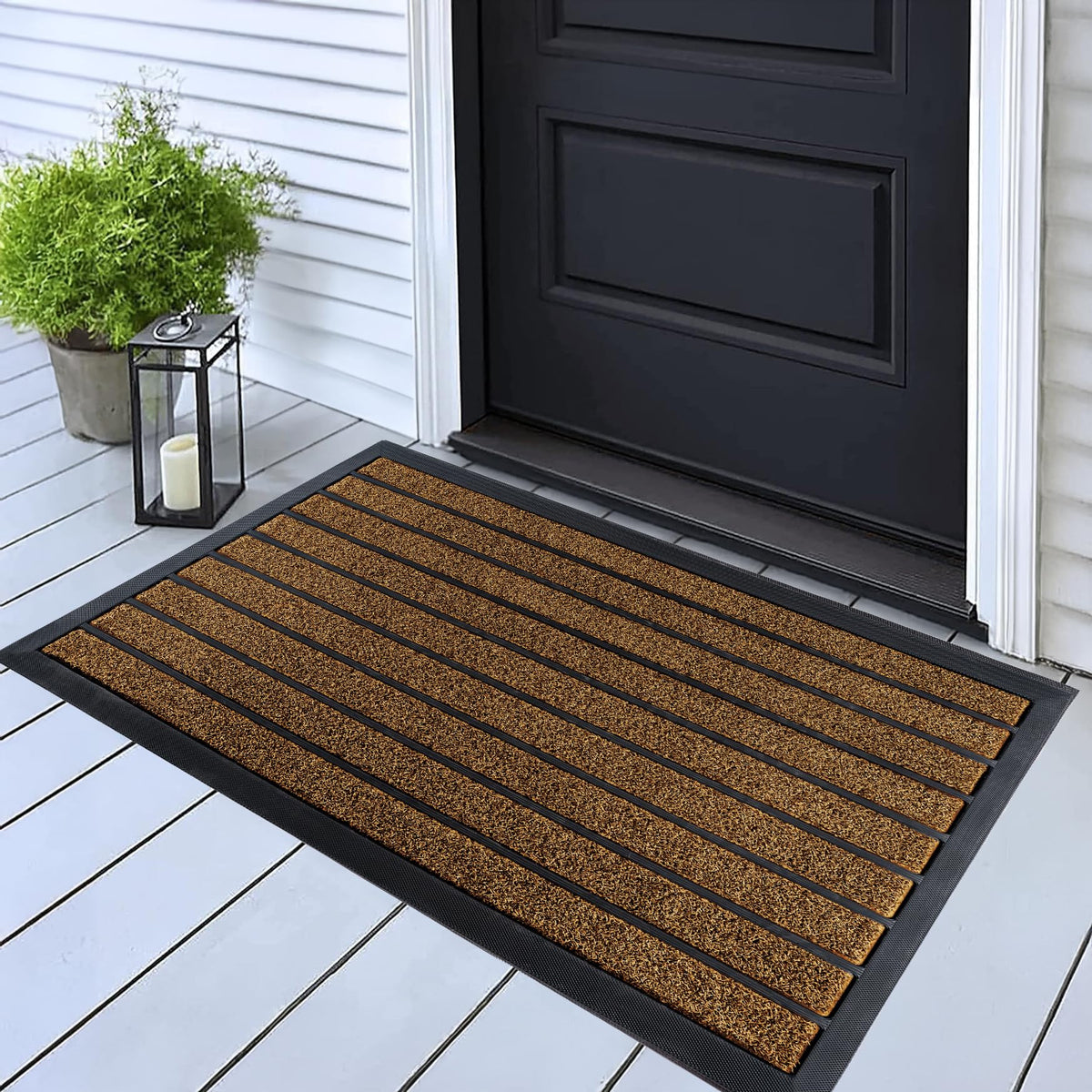 ubdyo extra durable door mat with bright brown finish traps dirt at the entry