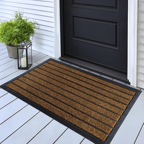 ubdyo extra durable door mat with bright brown finish traps dirt at the entry