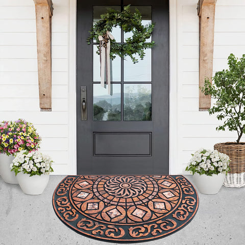 UBDYO heavy-duty warm door mat outdoors captures dirt and prevents slipping.