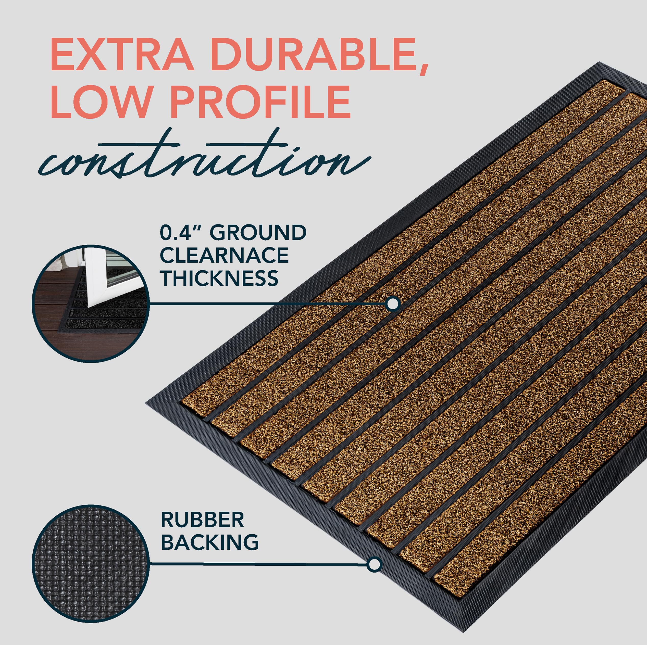 ubdyo low-profile 0.4-inch mat fits under doors without snagging