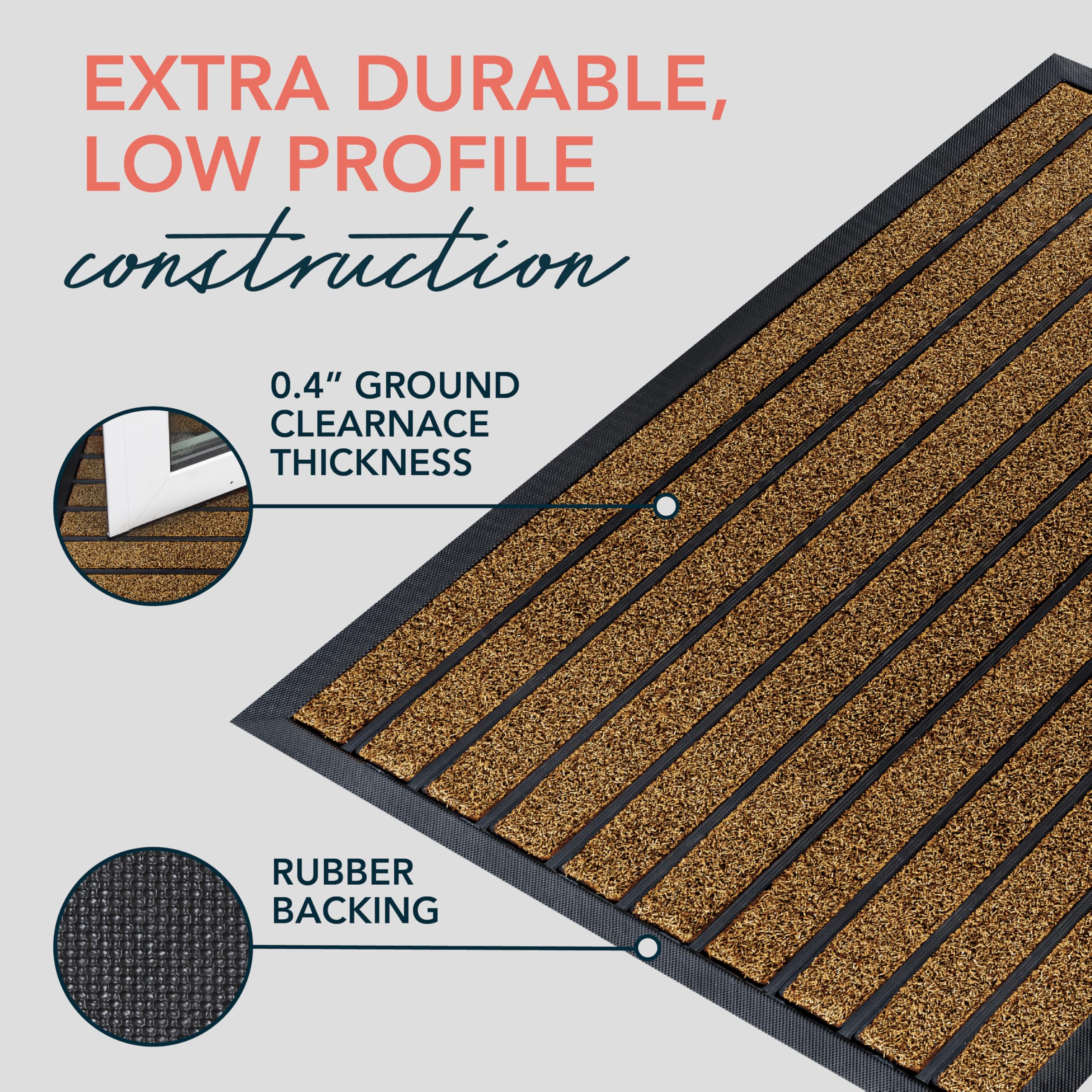 ubdyo low-profile 36x24 door mat fits under doors without snagging