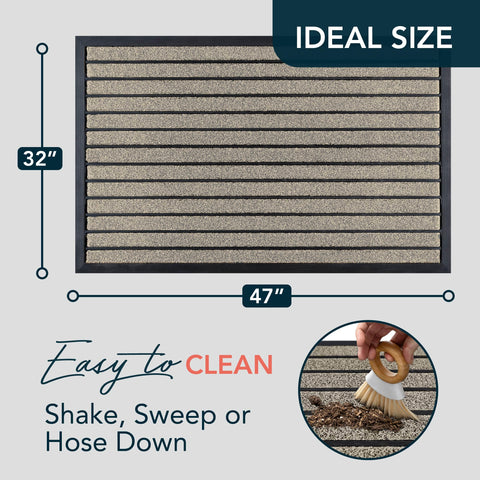ubdyo non-slip outdoor door mat stays in place during rain and heavy foot traffic.