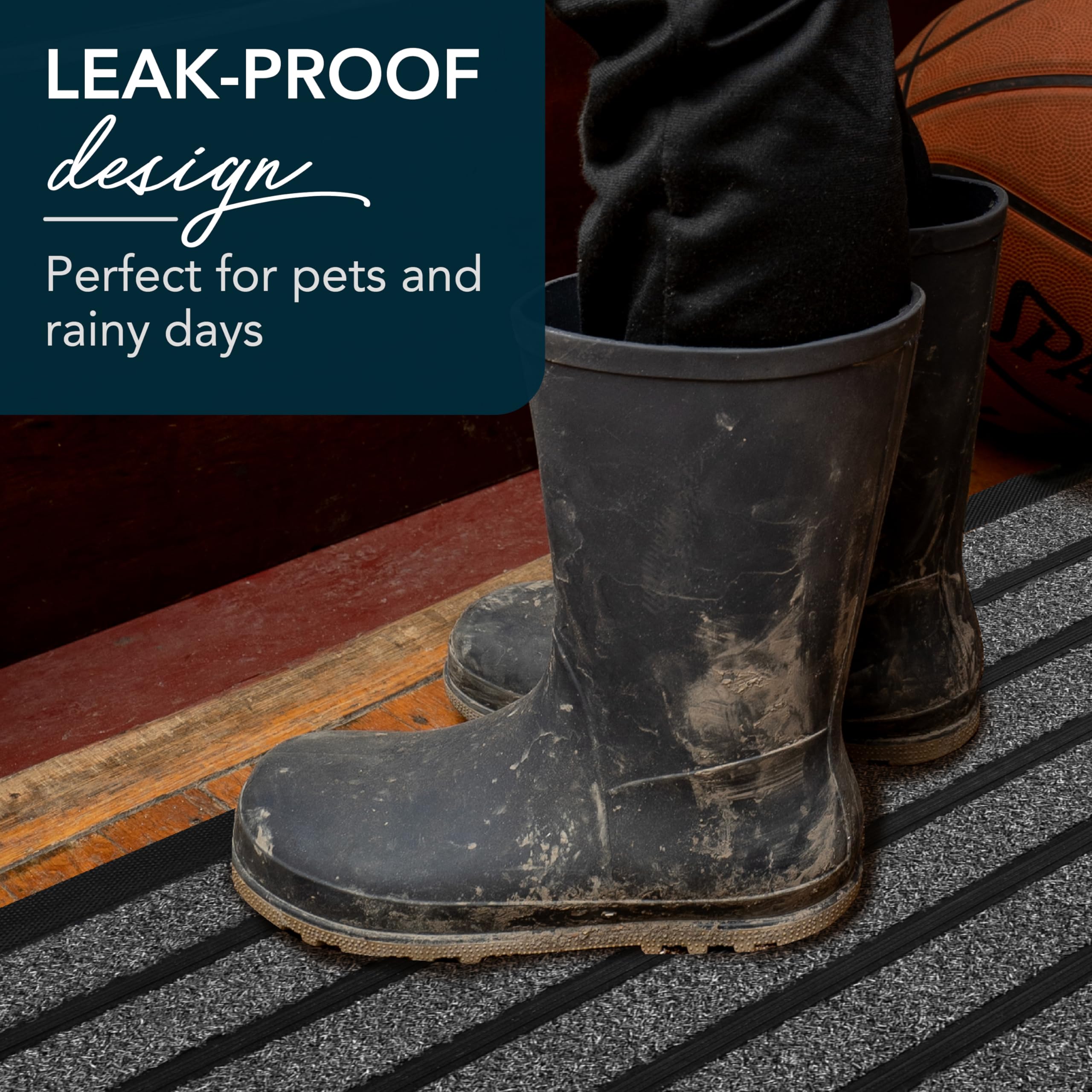 UBDYO PVC-backed outdoor mat helps manage moisture and stay put.