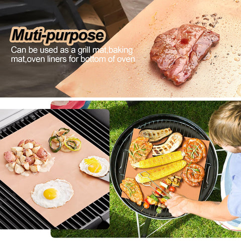 UBeesize copper grill mat close-up showing PTFE coating and texture