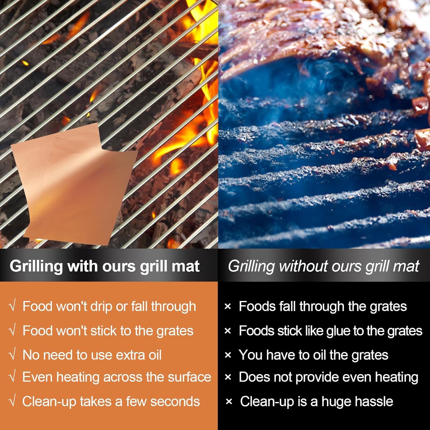 UBeesize copper grill mat used as oven liner with heat resistant coating.