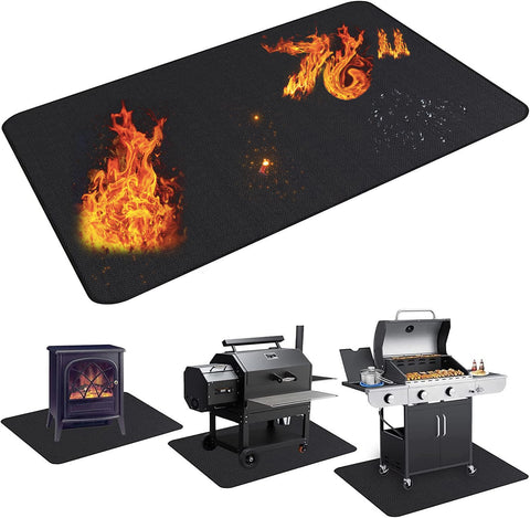 UBeesize large grill mat 76x48 inches under grill protects decks from embers and spills.