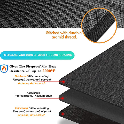 UBeesize grill mat features double-sided silicone coating for durable heat resistance.