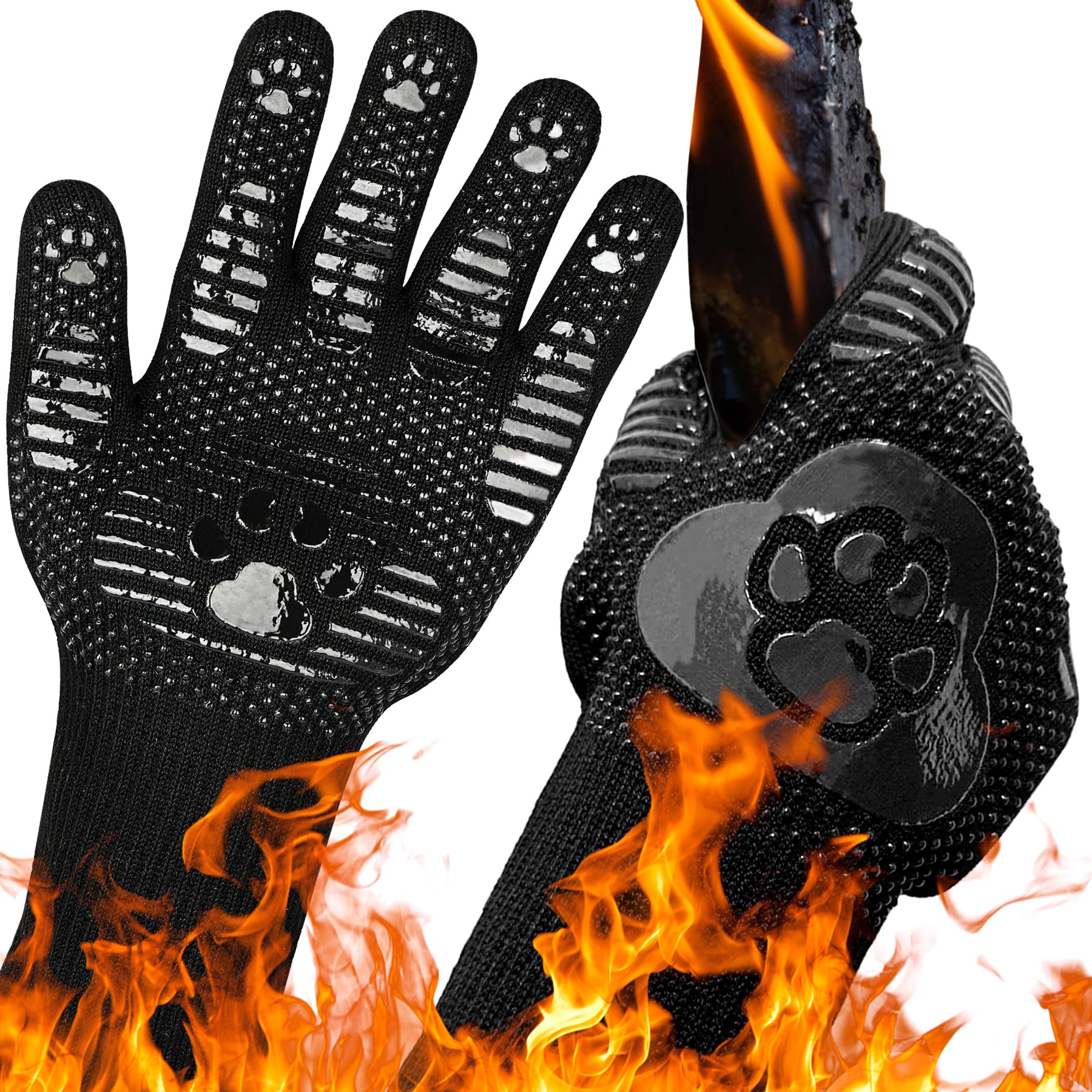 UBeesize Lengthen BBQ Gloves Bear Paw grip for secure handling.