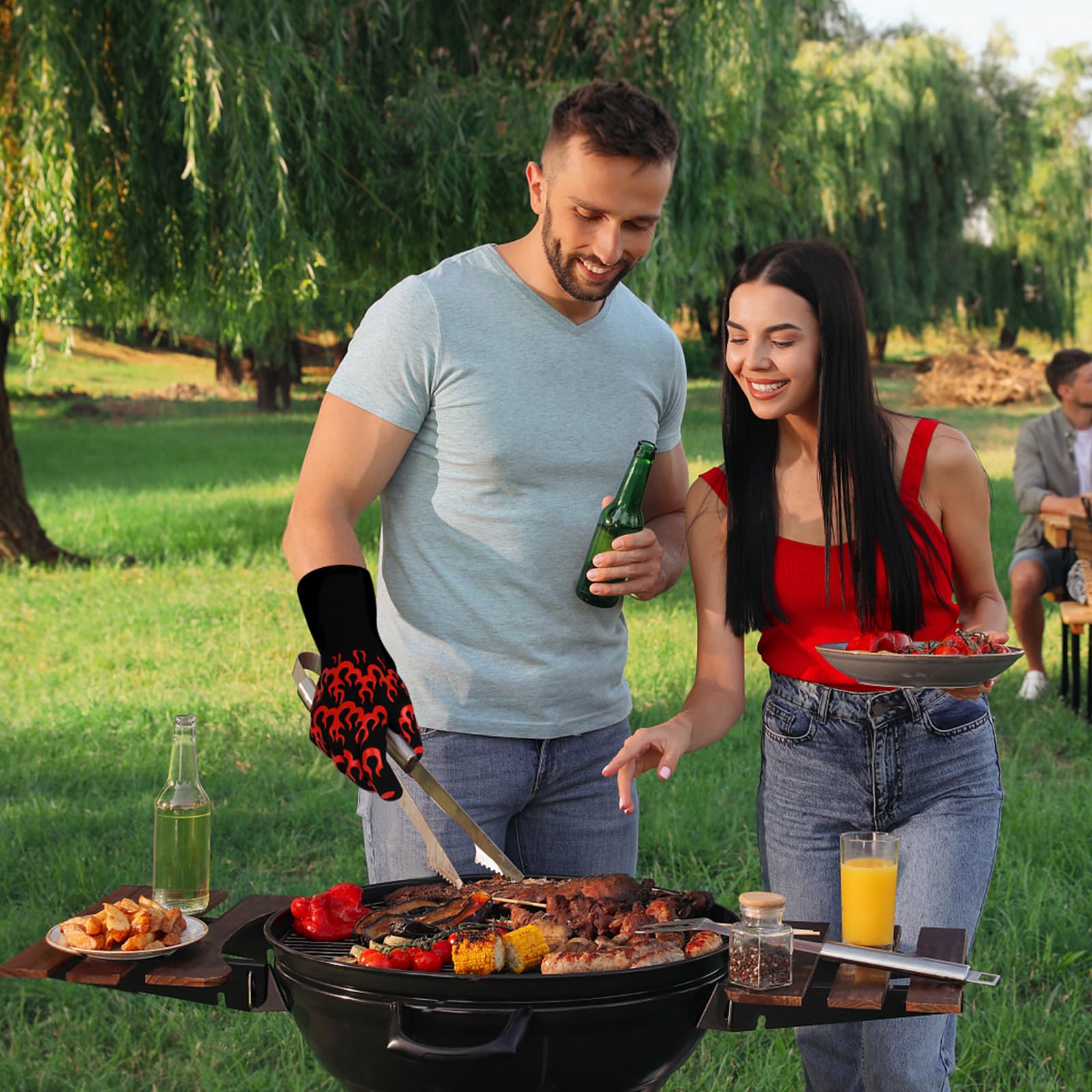 UBeesize Lengthen BBQ Gloves ideal for baking, roasting, and campfire cooking.