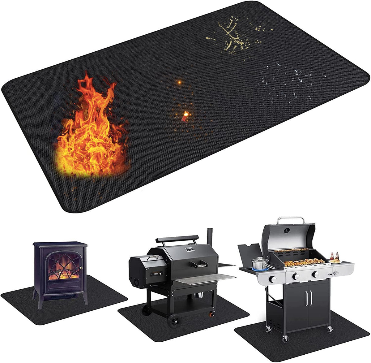 UBeesize under-grill-mat 48x65 keeps decks clean and fire-safe from grease and embers.