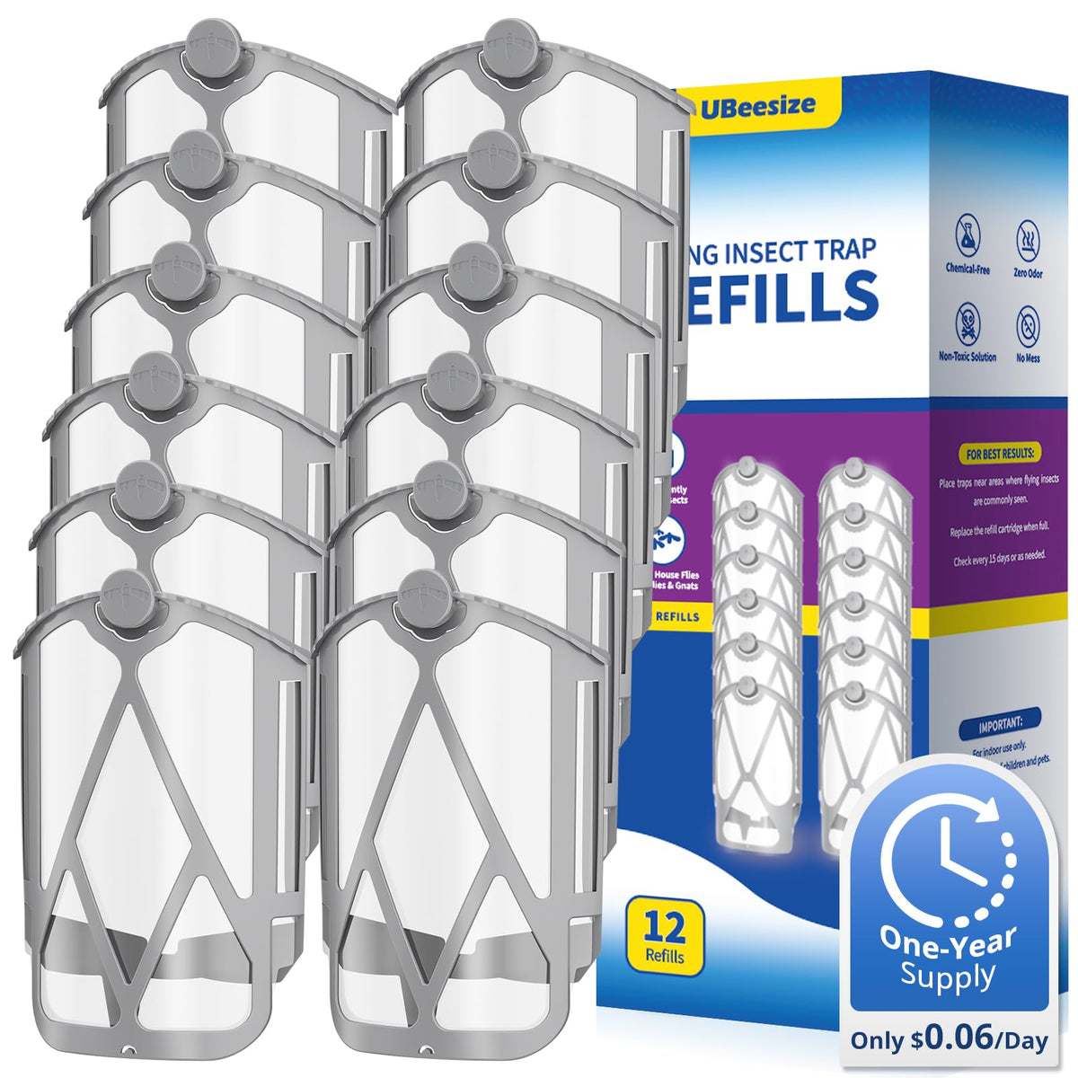 UBeesize Zevo M364 Max refill 12-pack shows perfect fit and dependable performance.