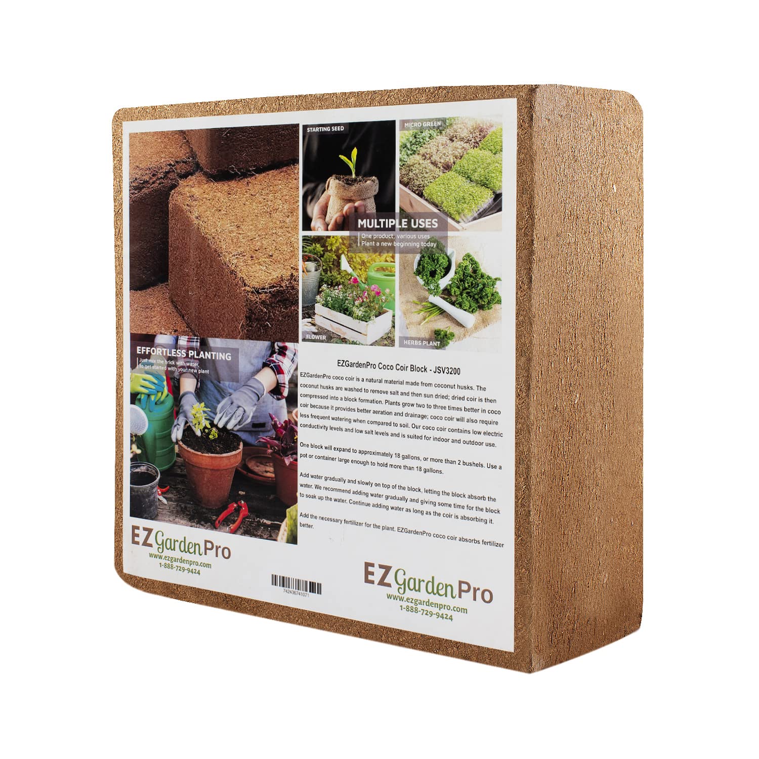 UBICON Coco Coir Block 11lb compact for easy transport and storage
