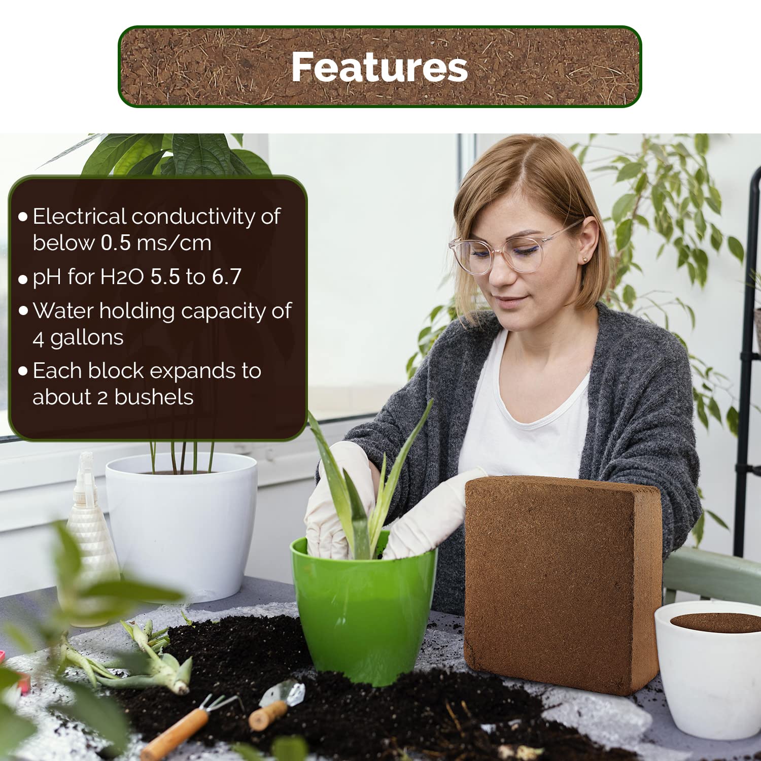 UBICON Coco Coir Block lightweight and versatile for indoor and outdoor use