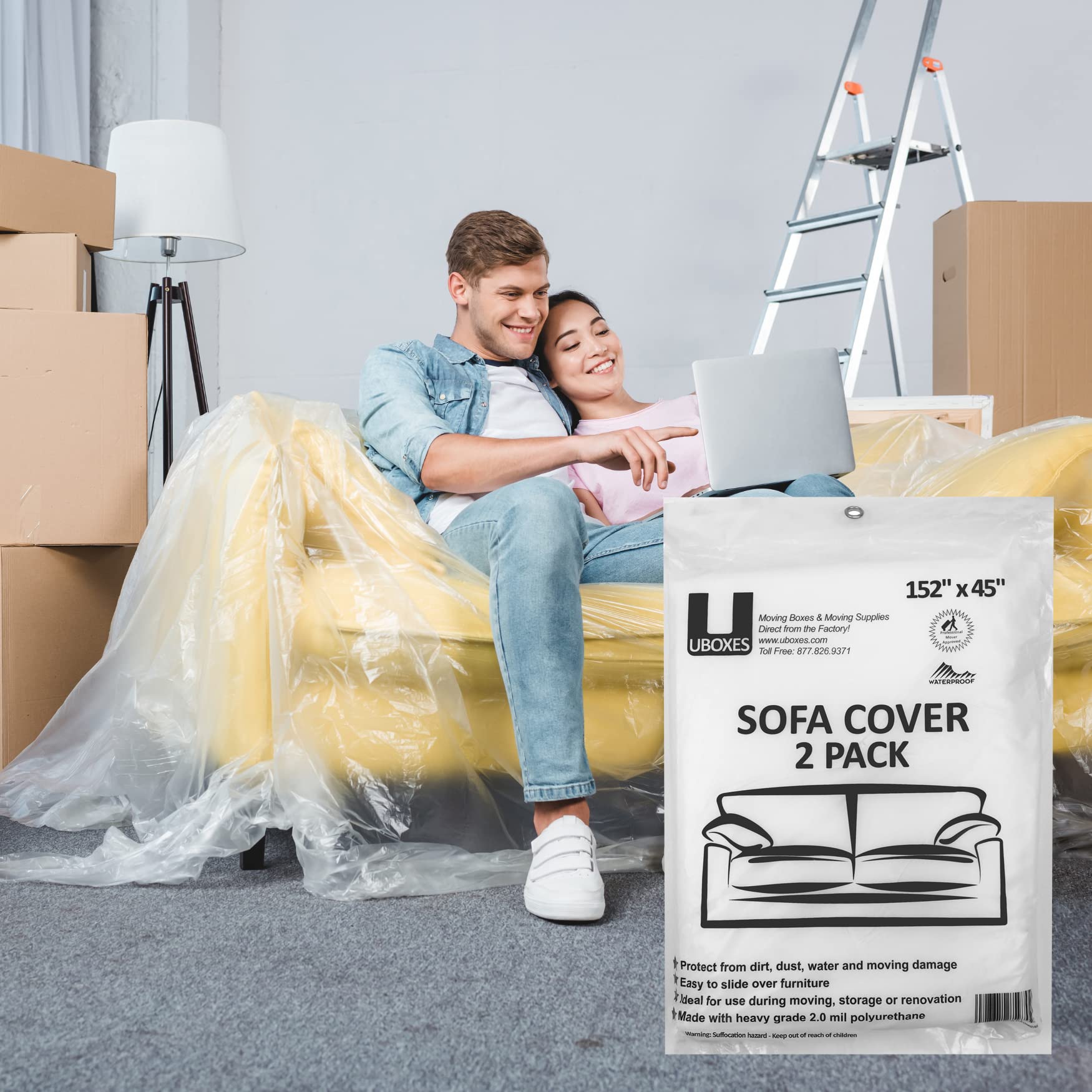 UBOXES sofa-cover-in-use on sofa during move.