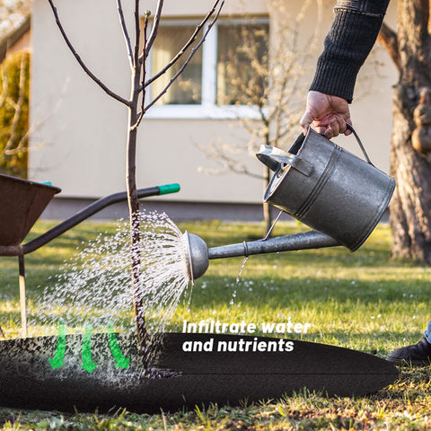 UCandy nonwoven weed barrier mat preserves soil moisture for healthy growth.