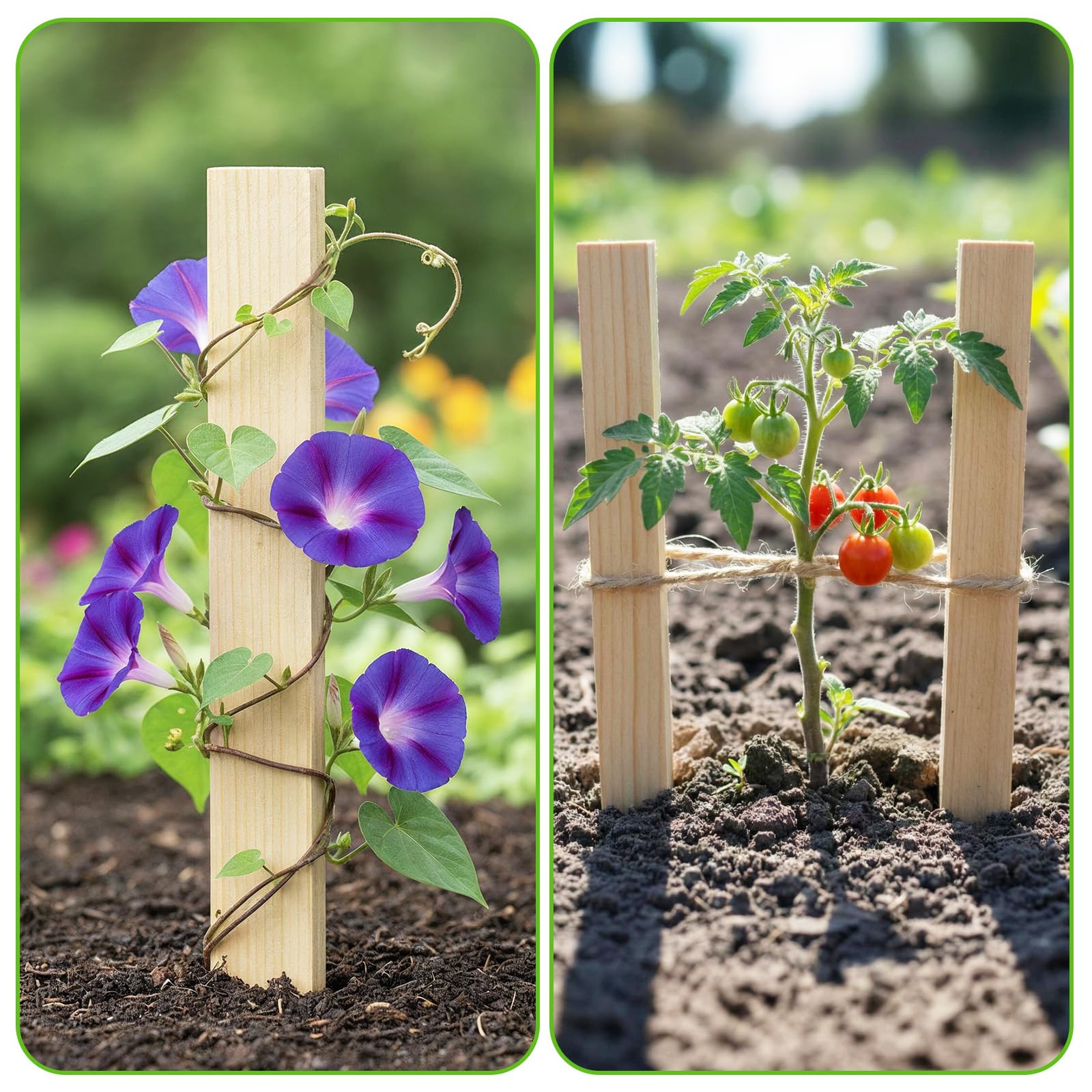 UCandy eco-friendly 16-pack wooden stakes blend with natural surroundings.