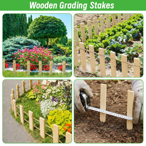 UCandy 12-inch fir wood stakes supporting tender plants in home gardens.